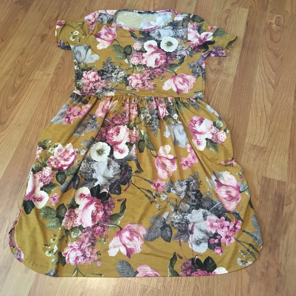 Mustard Floral Dress